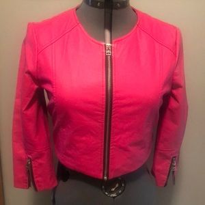 Hot pink crop zip up jacket